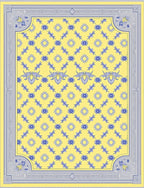 Yellow Blue Floral Lattice Border Rug