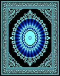 Electric Blue Medallion Black Border Rug