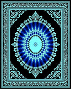 Electric Blue Medallion Black Border Rug