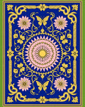 Royal Blue Golden Butterfly Floral Medallion Rug