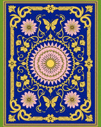 Royal Blue Golden Butterfly Floral Medallion Rug