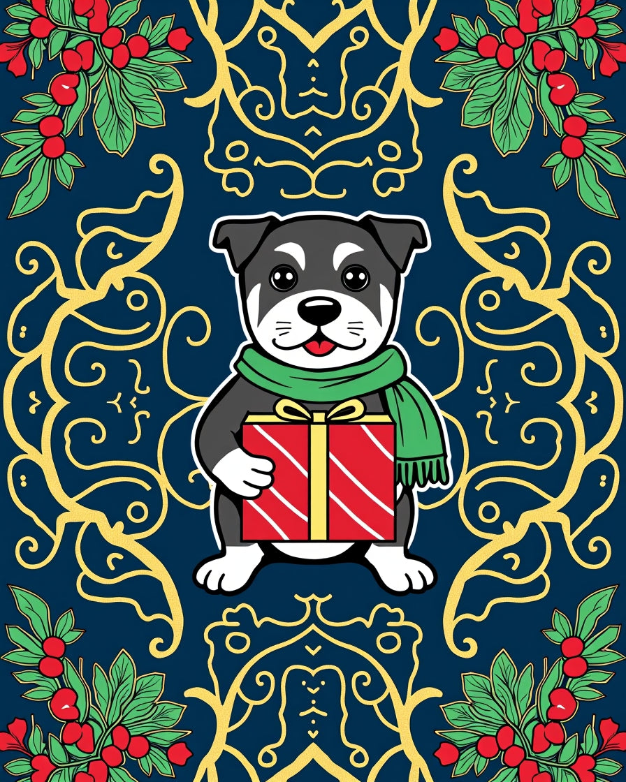 Cute Dog Red Gift Festive Background Rug