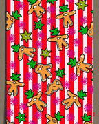 Red White Stripe Gingerbread Man Fun Rug