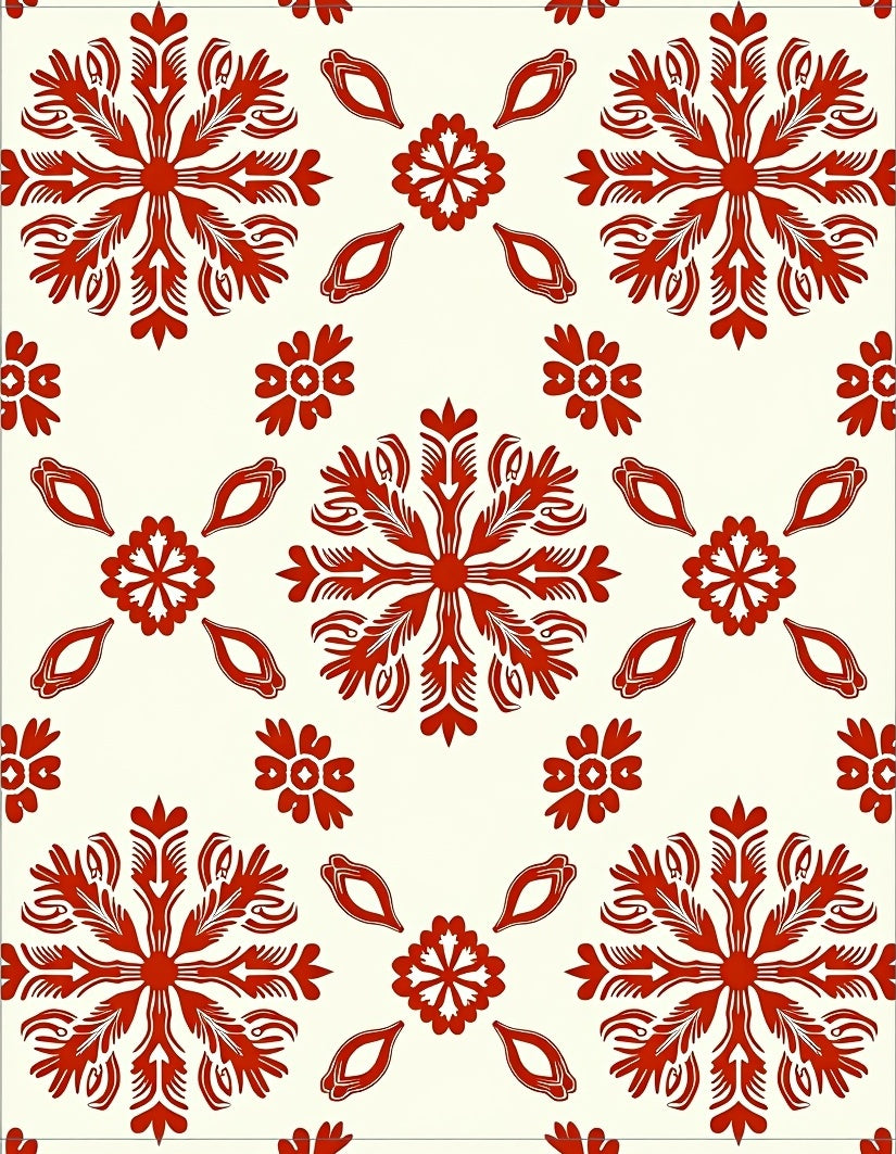 Crimson Floral Medallion Cream Rug