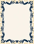 Deep Blue Floral Laurel Wreath Cream Rug