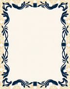 Deep Blue Floral Laurel Wreath Cream Rug