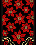 Vibrant Red Floral Medallion Black Rug