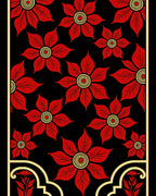 Vibrant Red Floral Medallion Black Rug