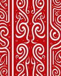 Red White Swirl Tribal Motif Rug