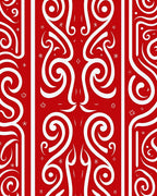 Red White Swirl Tribal Motif Rug
