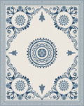 Classic Blue Floral Medallion Border Rug