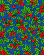 Bright Red Holly Berry Branch Rug