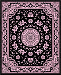 Black Pink Floral Mandala Brocade Rug