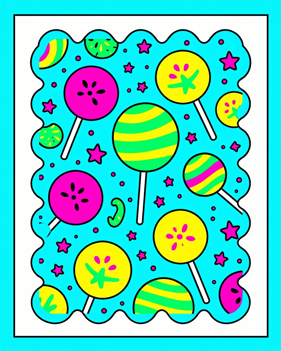 Lollipop Starburst Cyan Candy Collection Rug