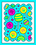 Lollipop Starburst Cyan Candy Collection Rug
