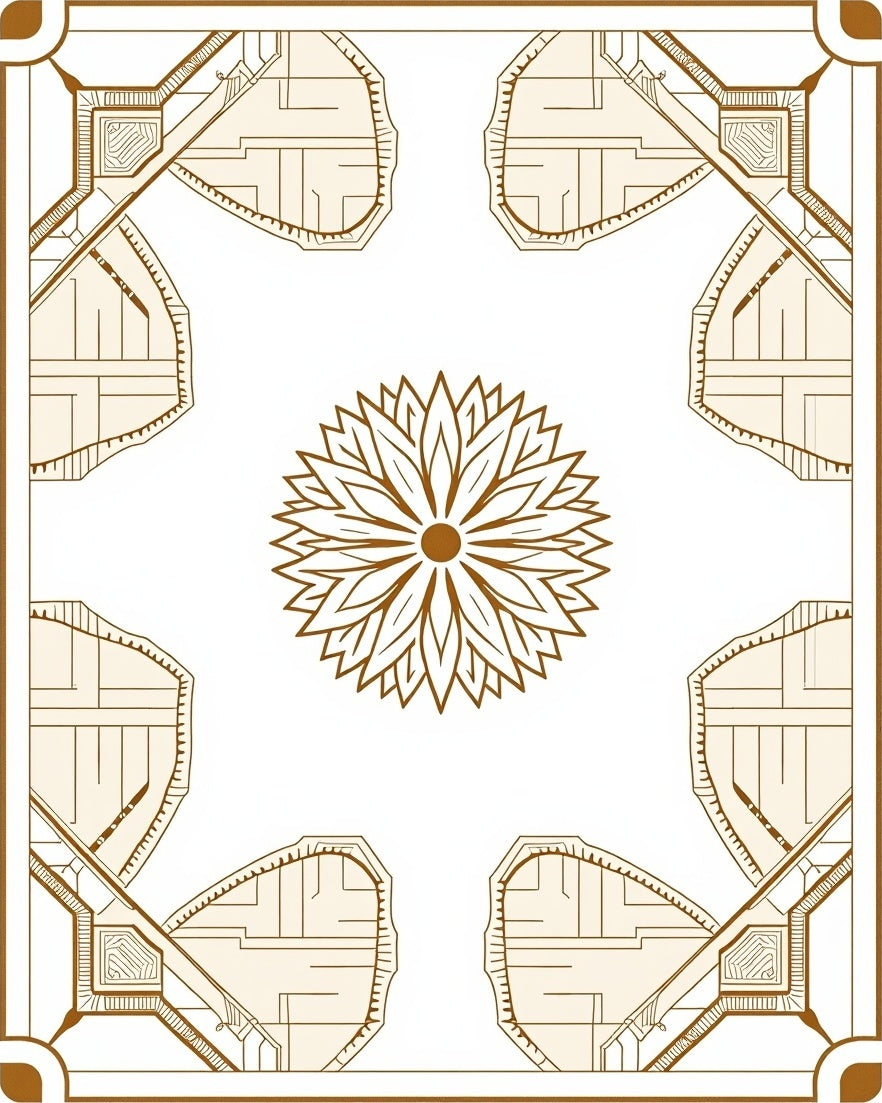 Art Deco Floral Geometric Medallion Brown Area Rug