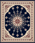 Deep Blue Crimson Floral Medallion Rug
