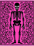 Hot Pink Skeleton With Black Swirls Rug