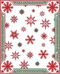 Red Green Snowflake Border Art Rug