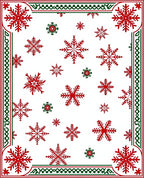 Red Green Snowflake Border Art Rug