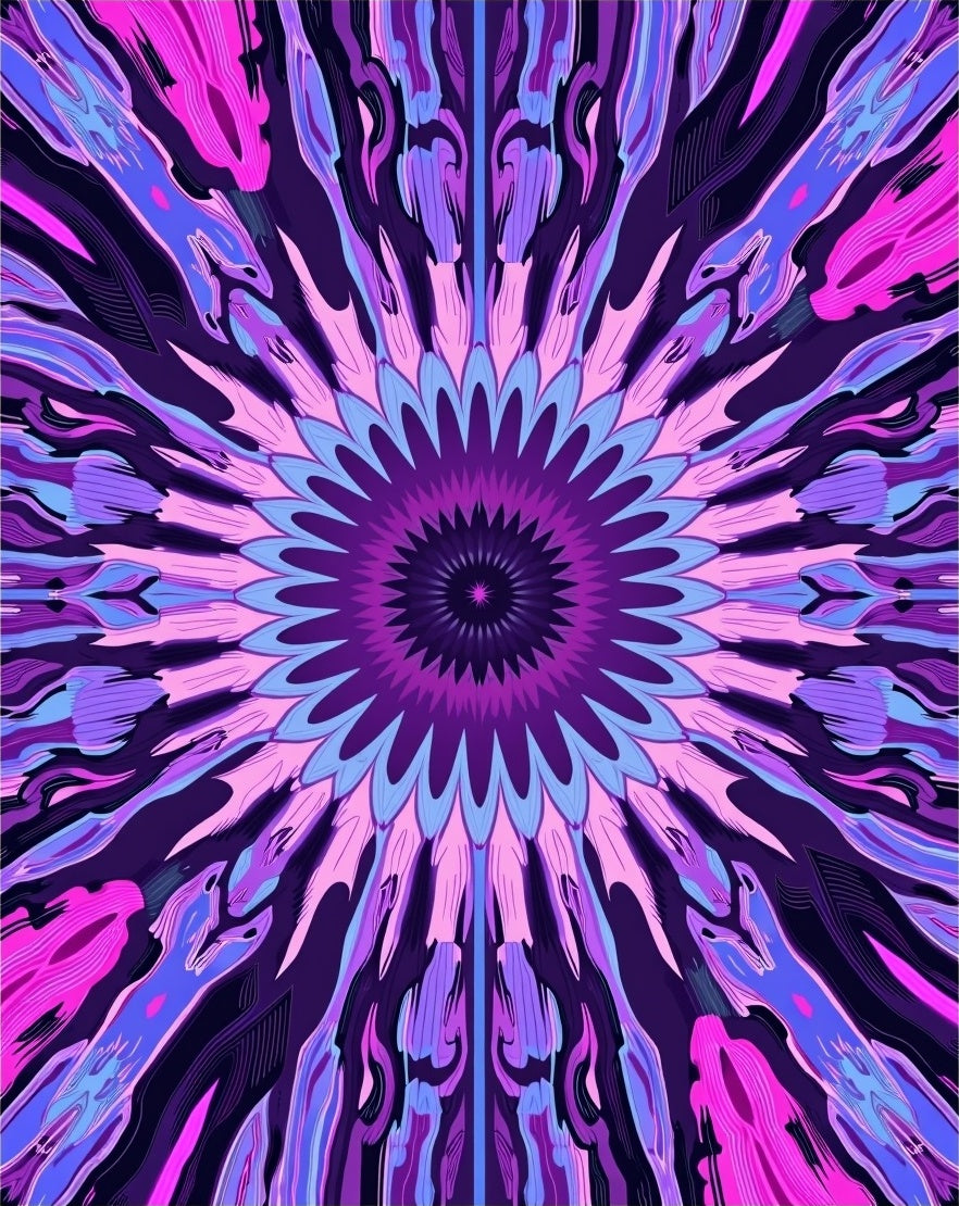 Vibrant Purple Pink Radial Burst Rug