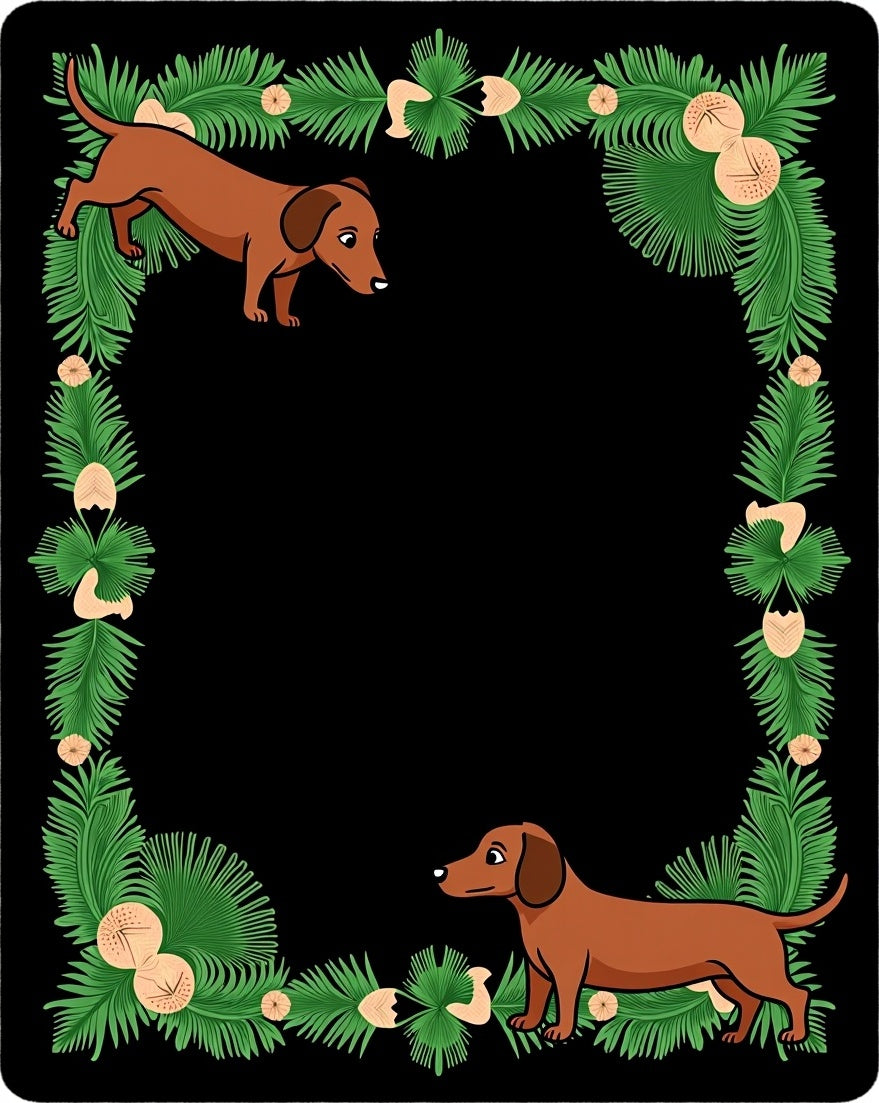Dachshund Garden Corner Greenery Frame Rug