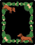 Dachshund Garden Corner Greenery Frame Rug