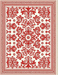 Luxe Red Baroque Scrollwork Oval Rug