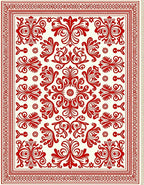 Luxe Red Baroque Scrollwork Oval Rug
