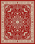 Crimson Ivory Floral Scrollwork Rug