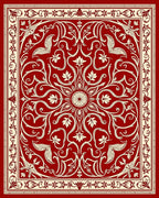Crimson Ivory Floral Scrollwork Rug