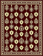 Maroon Cream Crest Medallion Border Rug