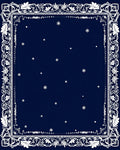Elegant Dark Blue Snowflake Border Rug