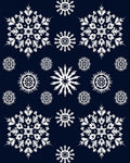 White Snowflake Collection on Navy Rug