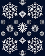 White Snowflake Collection on Navy Rug