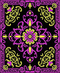 Vibrant Pink Yellow Floral Medallion Rug