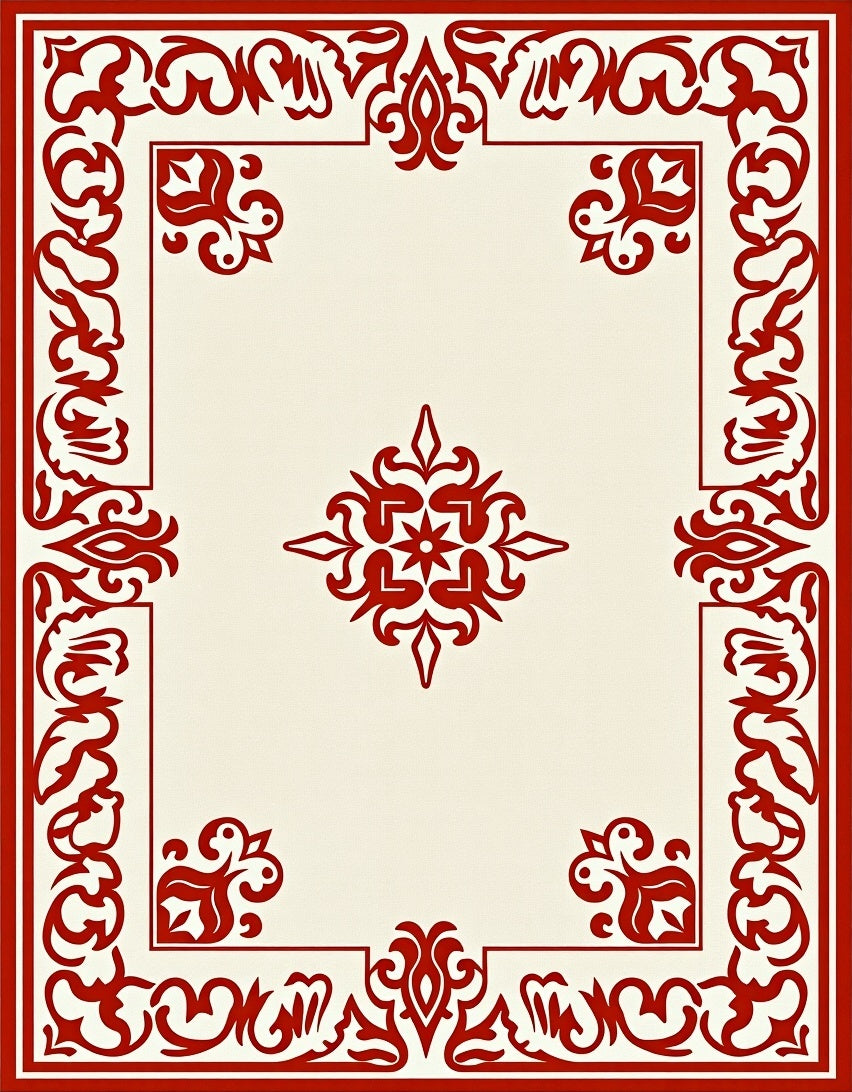 Crimson Elaborate Corner Medallion Rug