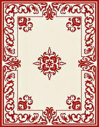 Crimson Elaborate Corner Medallion Rug