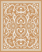 Caramel Floral Ornament Medallion Rug