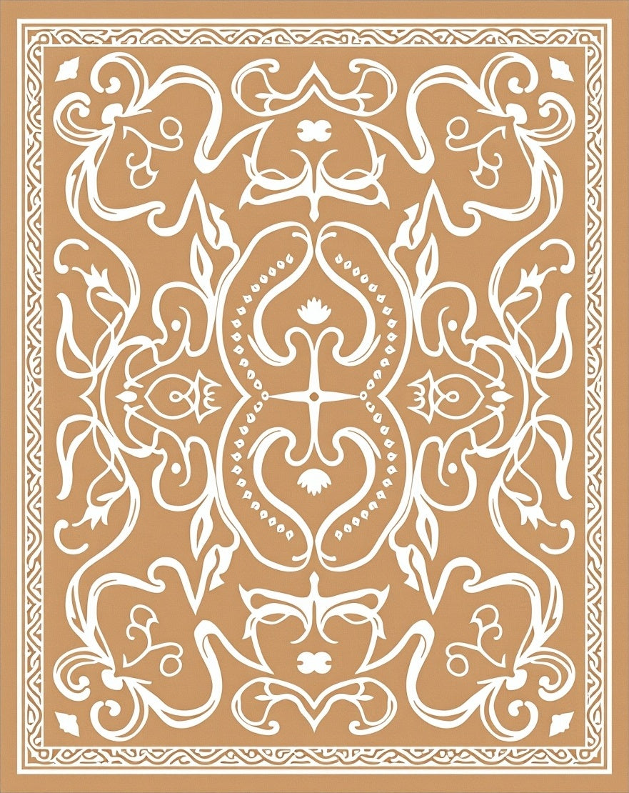 Caramel Floral Ornament Medallion Rug