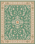 Teal Verdant Ornate Scroll Blossom Rug