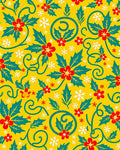 Golden Holly Flower Snowflake Swirls Rug