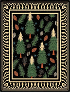 Woodland Forest Pine Cone Trees Rug