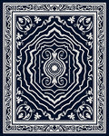 Classic Navy White Elaborate Floral Rug