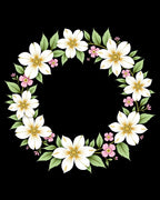 Large White Pink Floral Garland Rug