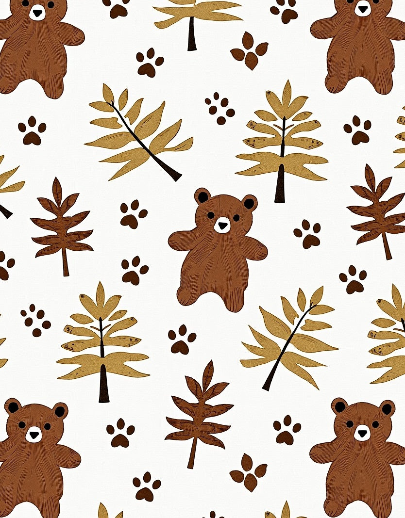 Woodland Bear Paw Tree Medley Rug