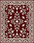 Deep Red Ivory Floral Vine Medallion Rug