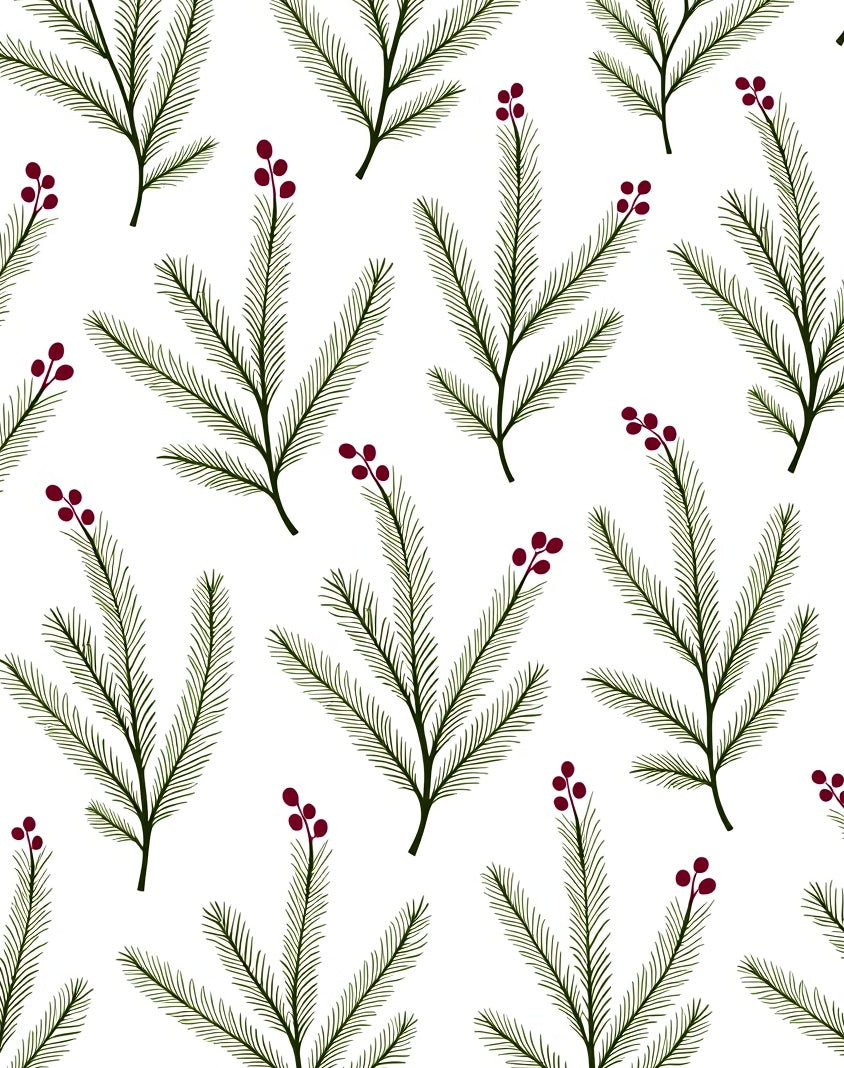 Green Pine Sprig Berry Art Rug