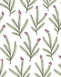 Green Pine Sprig Berry Art Rug