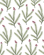 Green Pine Sprig Berry Art Rug